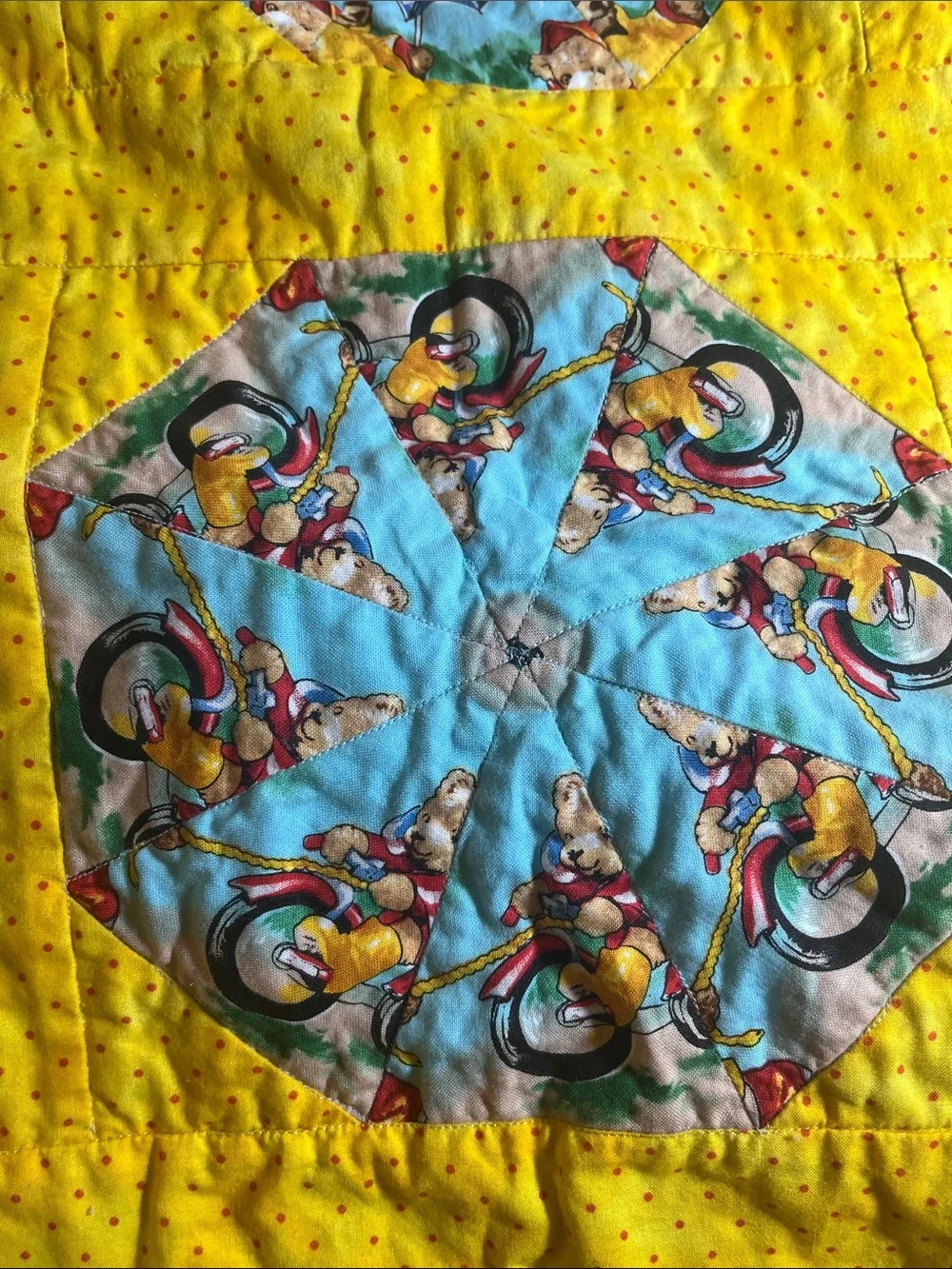 Reversible Bear Handmade Quilt  34” x 42 1/2”